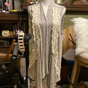 Style & Co open vest with cotton lace detailing